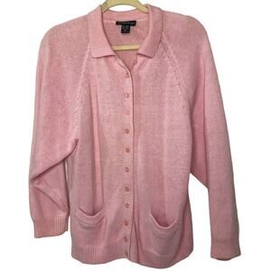Ashleigh Morgan Vintage Pink Sweater Girl Core Pink Cardigan Sweater Large